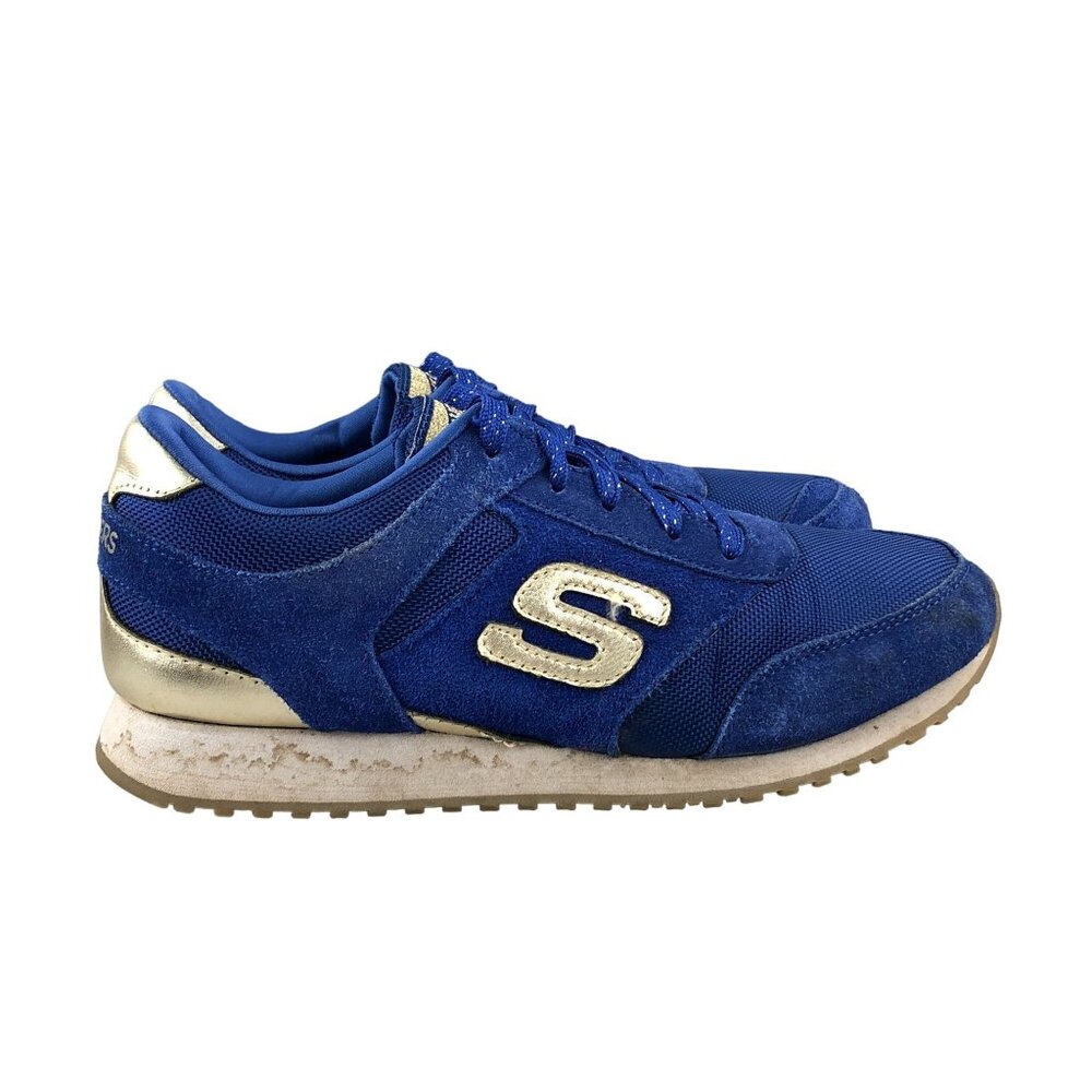 Skechers Women's 8 Retros OG 78 Blue Gold Suede Skater Lace Up Sneakers 177